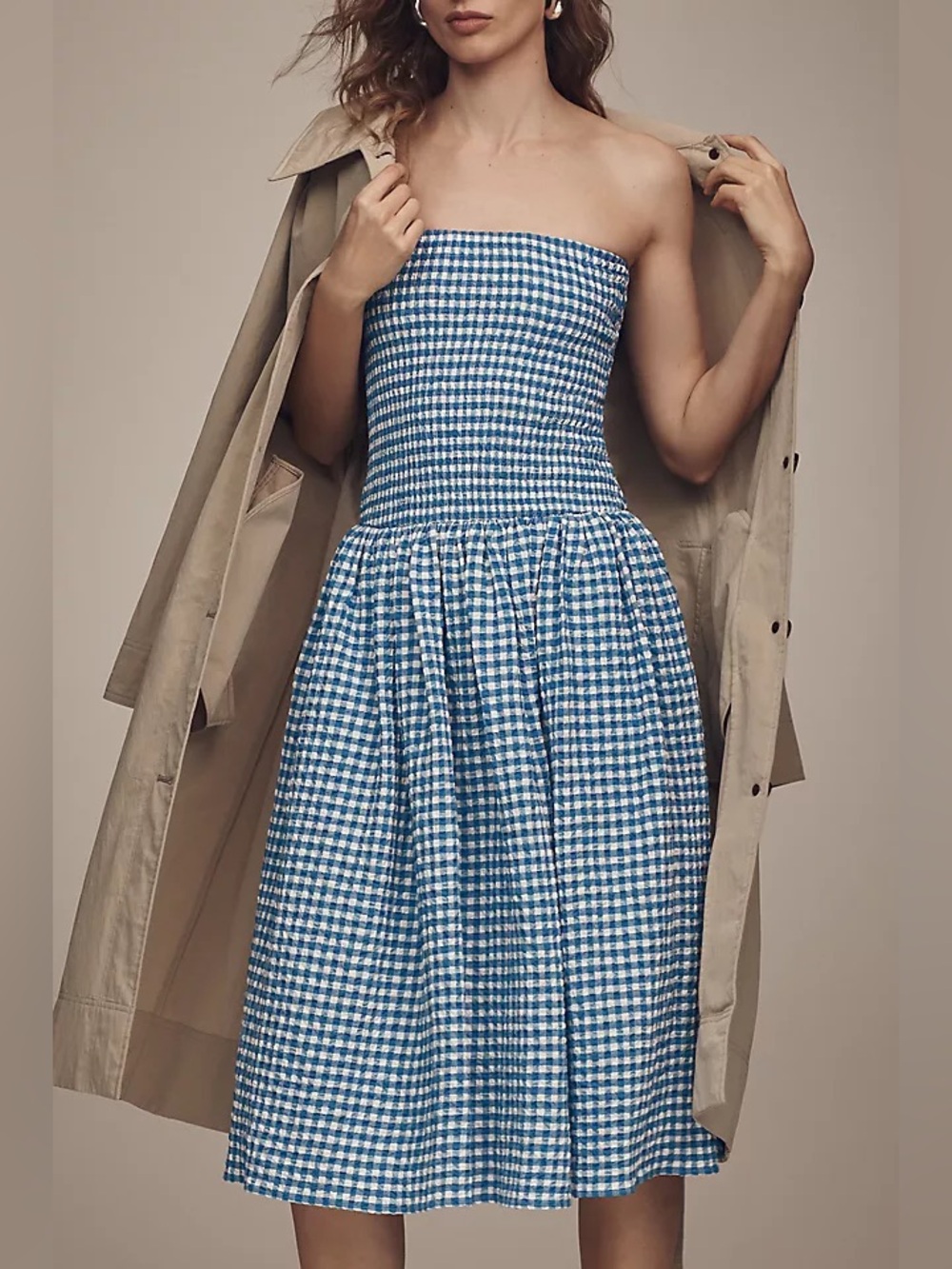 Anthropologie Maeve Strapless Smocked Midi Dress XSP